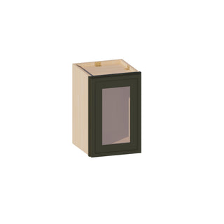 Slim Aston Green - 12"W × 18"H Glass-Door Wall Cabinet