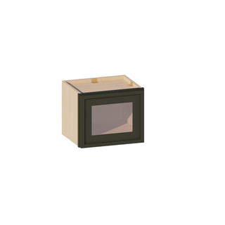 Slim Aston Green - 15"W × 12"H Glass-Door Wall Cabinet