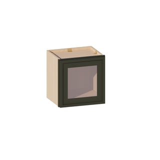 Slim Aston Green - 15"W × 15"H Glass-Door Wall Cabinet
