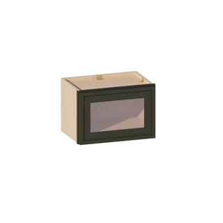Slim Aston Green - 18"W × 12"H Glass-Door Wall Cabinet