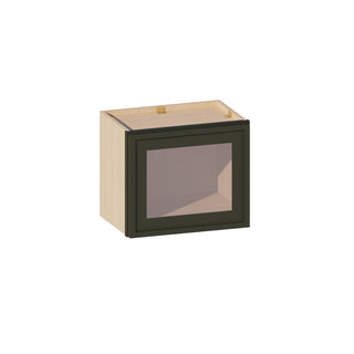 Slim Aston Green - 18"W × 15"H Glass-Door Wall Cabinet