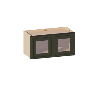 Slim Aston Green - 24"W × 12"H Glass-Door Wall Cabinet
