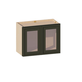 Slim Aston Green - 24"W × 18"H Glass-Door Wall Cabinet