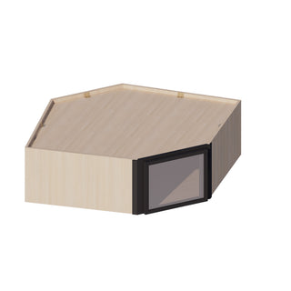 Slim Iron Black - 24"W × 12"H Glass-Door Diagonal Corner Wall Cabinet