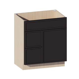 Slim Iron Black - 30"W Offset-Sink Vanity Combo Cabinet (Drawer on Left)