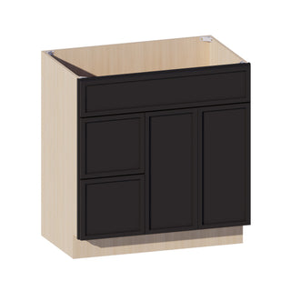 Slim Iron Black - 33"W Offset-Sink Vanity Combo Cabinet (Drawer on Left)
