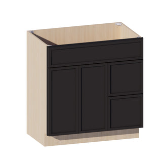 Slim Iron Black - 33"W Offset-Sink Vanity Combo Cabinet (Drawer on Right)
