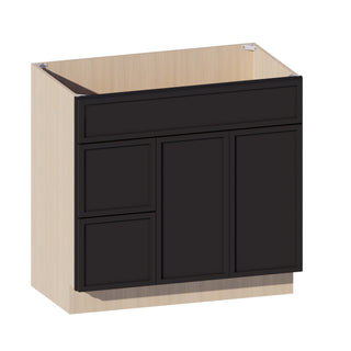 Slim Iron Black - 36"W Offset-Sink Vanity Combo Cabinet (Drawer on Left)