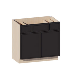 Slim Iron Black - 36"W Centered-Sink Vanity Combo Cabinet