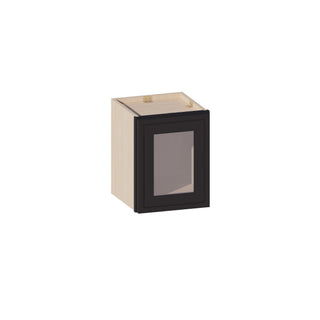 Slim Iron Black - 12"W × 15"H Glass-Door Wall Cabinet