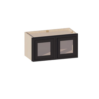 Slim Iron Black - 24"W × 12"H Glass-Door Wall Cabinet