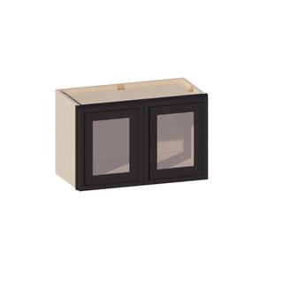 Slim Iron Black - 24"W × 15"H Glass-Door Wall Cabinet