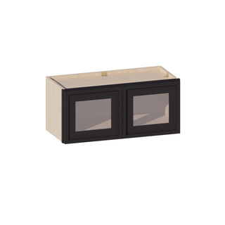 Slim Iron Black - 27"W × 12"H Glass-Door Wall Cabinet