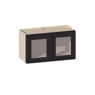 Slim Iron Black - 27"W × 15"H Glass-Door Wall Cabinet