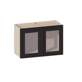 Slim Iron Black - 27"W × 18"H Glass-Door Wall Cabinet