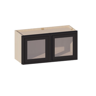 Slim Iron Black - 30"W × 15"H Glass-Door Wall Cabinet