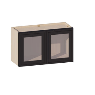 Slim Iron Black - 30"W × 18"H Glass-Door Wall Cabinet