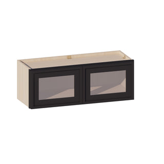 Slim Iron Black - 33"W × 12"H Glass-Door Wall Cabinet