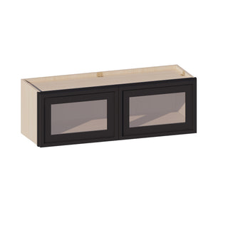 Slim Iron Black - 36"W × 12"H Glass-Door Wall Cabinet