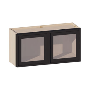 Slim Iron Black - 36"W × 18"H Glass-Door Wall Cabinet