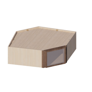 Slim Amber Oak - 24"W × 12"H Glass-Door Diagonal Corner Wall Cabinet