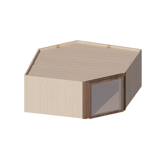 Slim Amber Oak - 24"W × 15"H Glass-Door Diagonal Corner Wall Cabinet