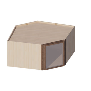 Slim Amber Oak - 24"W × 18"H Glass-Door Diagonal Corner Wall Cabinet