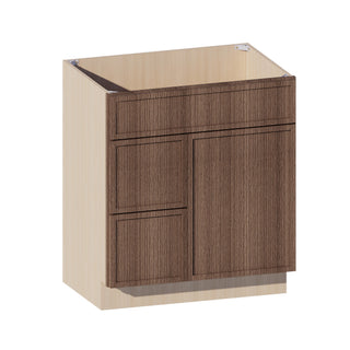 Slim Amber Oak - 30"W Offset-Sink Vanity Combo Cabinet (Drawer on Left)
