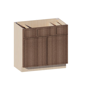 Slim Amber Oak - 36"W Centered-Sink Vanity Combo Cabinet