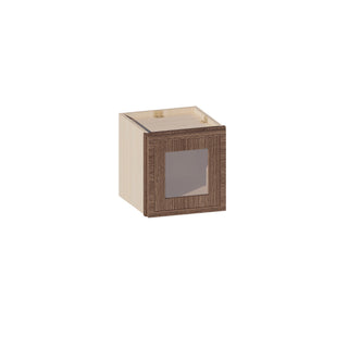 Slim Amber Oak - 12"W × 12"H Glass-Door Wall Cabinet