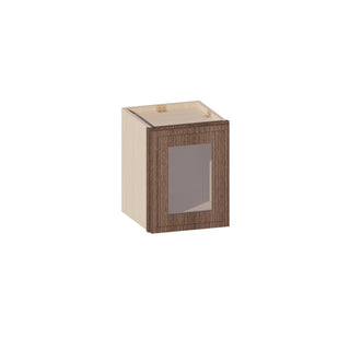 Slim Amber Oak - 12"W × 15"H Glass-Door Wall Cabinet