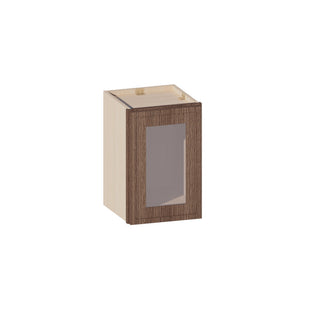 Slim Amber Oak - 12"W × 18"H Glass-Door Wall Cabinet