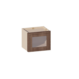 Slim Amber Oak - 15"W × 12"H Glass-Door Wall Cabinet