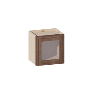 Slim Amber Oak - 15"W × 15"H Glass-Door Wall Cabinet