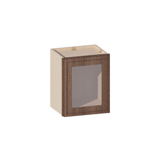 Slim Amber Oak - 15"W × 18"H Glass-Door Wall Cabinet