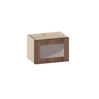 Slim Amber Oak - 18"W × 12"H Glass-Door Wall Cabinet