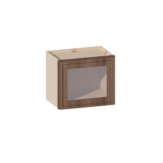 Slim Amber Oak - 18"W × 15"H Glass-Door Wall Cabinet