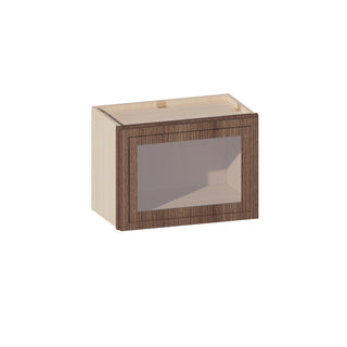 Slim Amber Oak - 21"W × 15"H Glass-Door Wall Cabinet