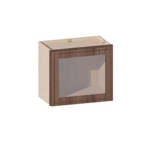 Slim Amber Oak - 21"W × 18"H Glass-Door Wall Cabinet