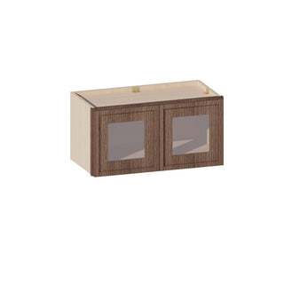 Slim Amber Oak - 24"W × 12"H Glass-Door Wall Cabinet