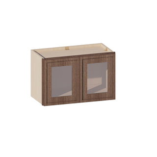 Slim Amber Oak - 24"W × 15"H Glass-Door Wall Cabinet