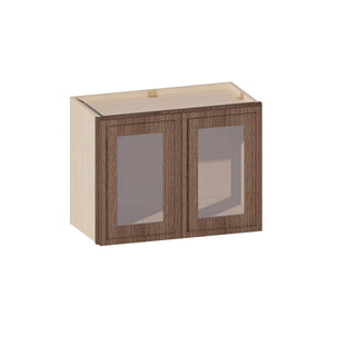 Slim Amber Oak - 24"W × 18"H Glass-Door Wall Cabinet