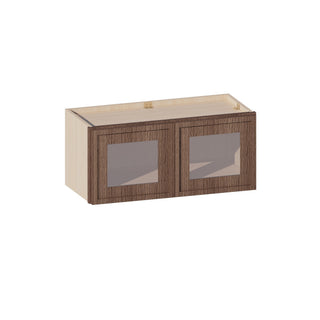 Slim Amber Oak - 27"W × 12"H Glass-Door Wall Cabinet