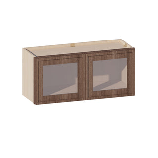Slim Amber Oak - 33"W × 15"H Glass-Door Wall Cabinet