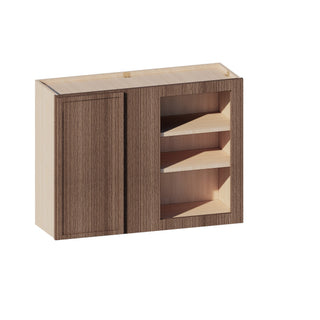 Slim Amber Oak - 27"W × 36"H Blind Corner Wall Cabinet