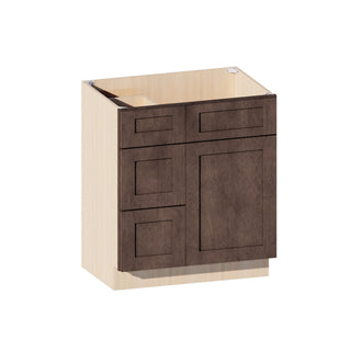 Rustic Wood - 30"W Offset-Sink Vanity Combo Cabinet (Drawer on Left)