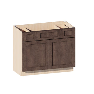 Rustic Wood - 42"W Centered-Sink Vanity Combo Cabinet