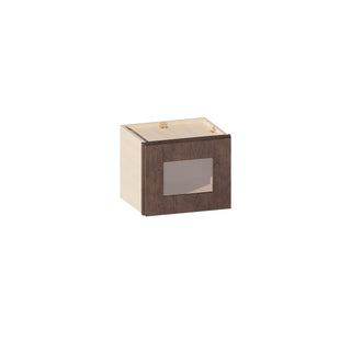 Rustic Wood - 15"W × 12"H Glass-Door Wall Cabinet