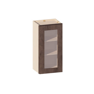 Rustic Wood - 15"W × 30"H Glass-Door Wall Cabinet