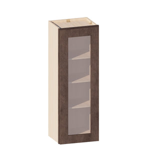 Rustic Wood - 15"W × 42"H Glass-Door Wall Cabinet